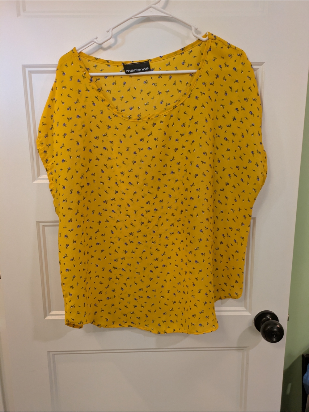 Marianne Bright Yellow Floral Scoop Neck blouse